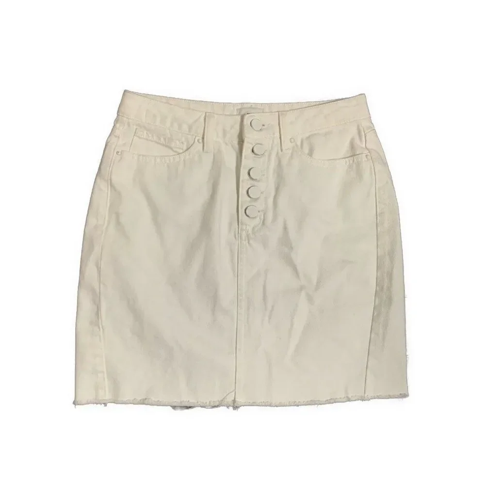 River Island Womens Solid White Denim Jean Mini Skirt 4 Small US 8 UK